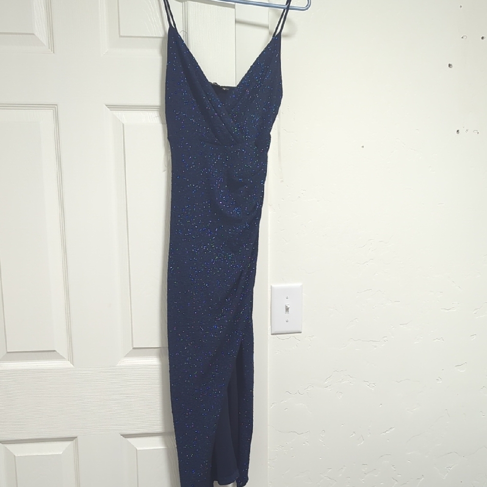 Lovely Day Midnight Blue Sparkle Midi Dress